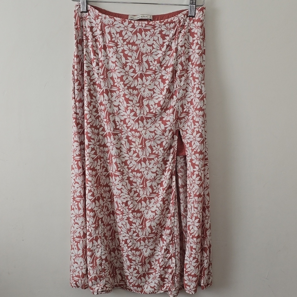 Abercrombie & Fitch Floral Midi Skirt With Slit Size Small